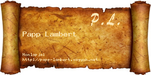 Papp Lambert névjegykártya